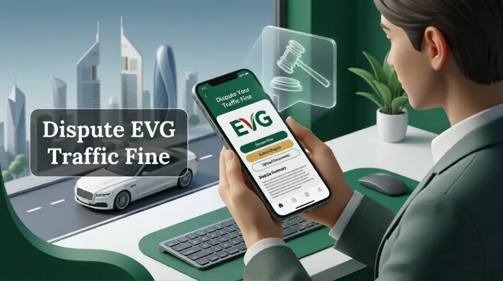 dispute-evg-traffic-fine-guide-showing-person-using-mobile-app-to-submit-legal-appeal-in-uae
