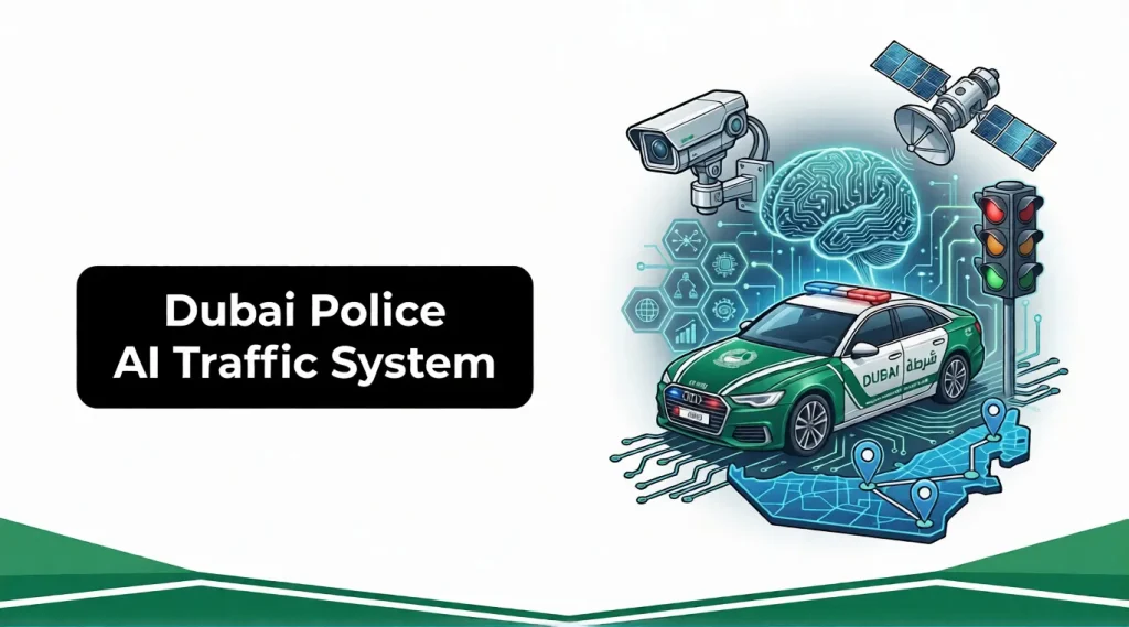 dubai-police-ai-traffic-system-graphic-featuring-patrol-car-surveillance-camera-satellite-and-digital-brain-integration