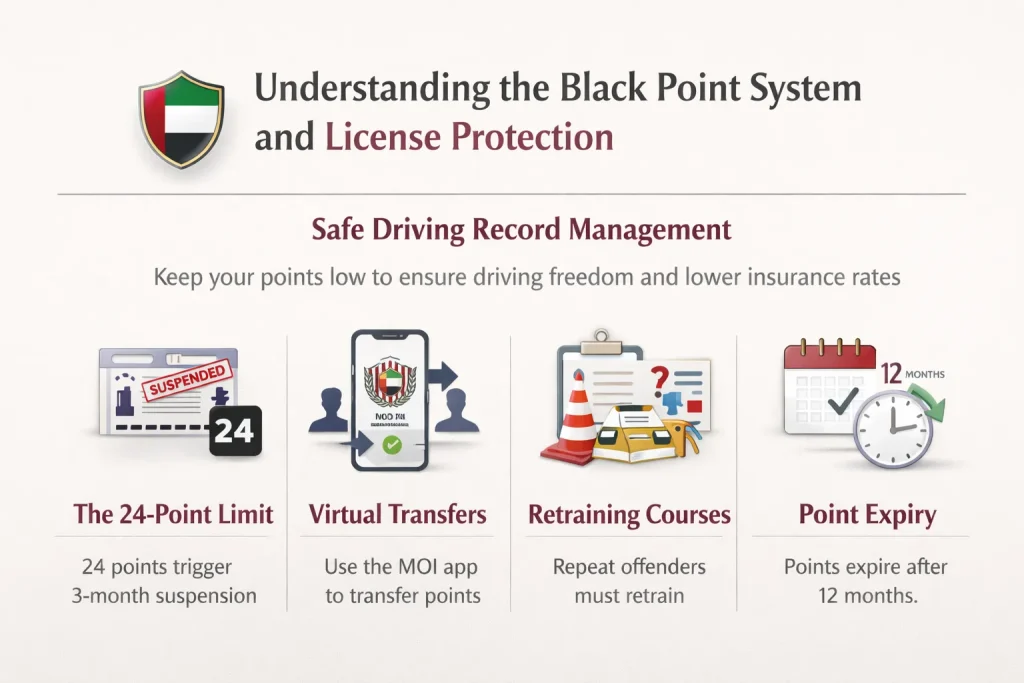 Educational-infographic-explaining-the-UAE-Black-Point-System-covering-point-limits-transfers-retraining-courses-and-expiry-rules.